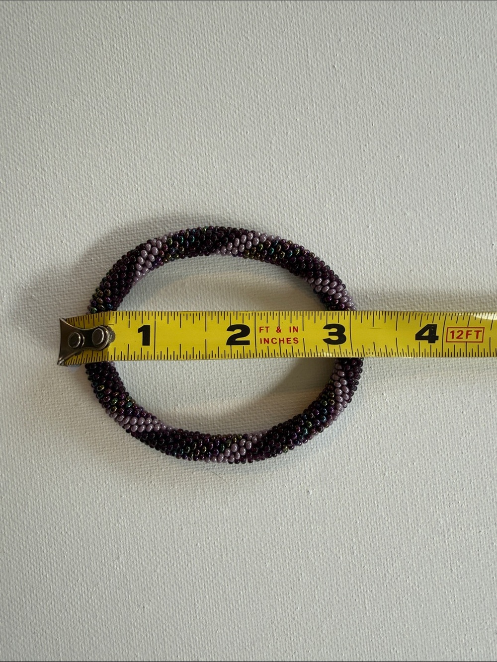 Beaded Stretch Bangle Bracelet - Purple